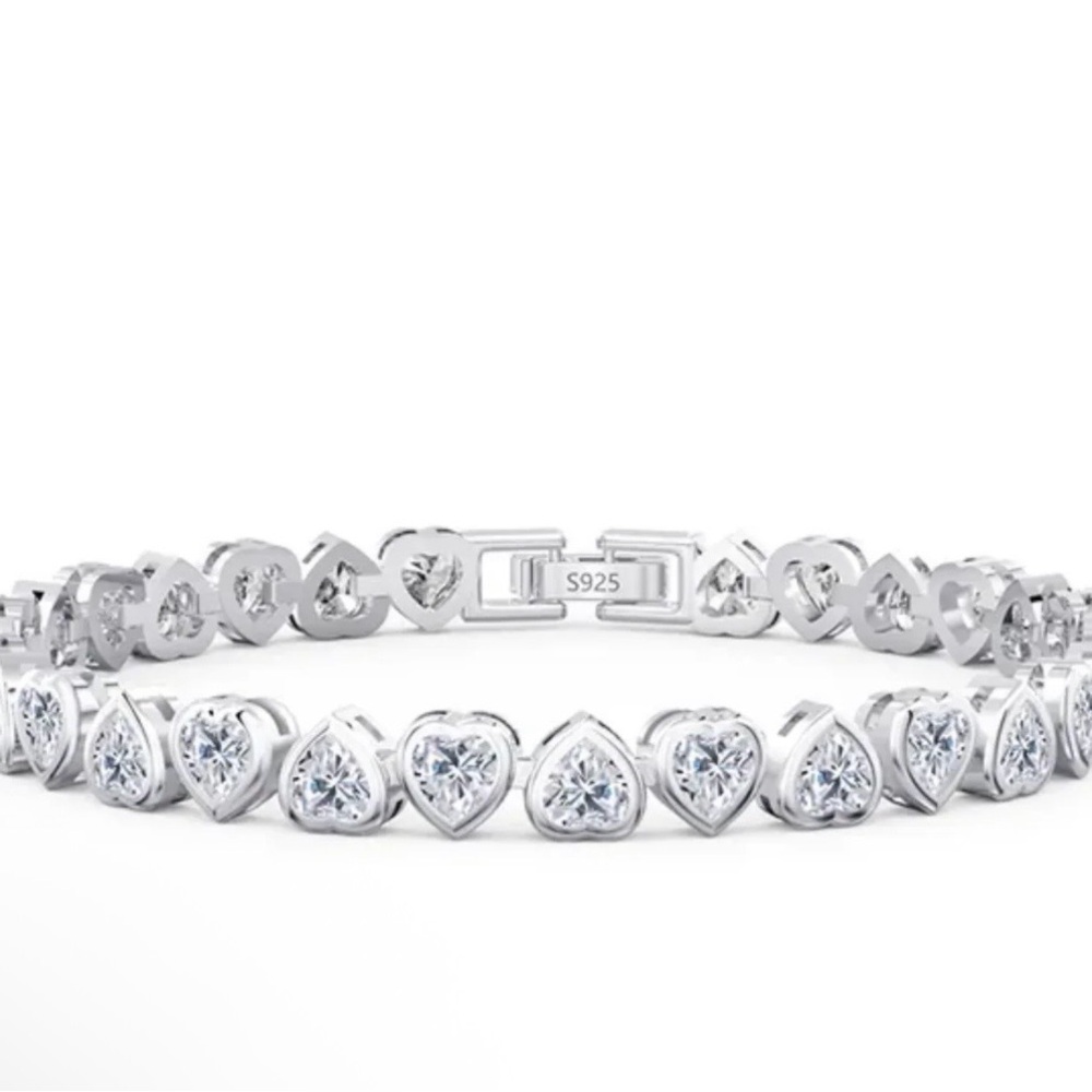 .925 Heart Cut Tennis Bracelet